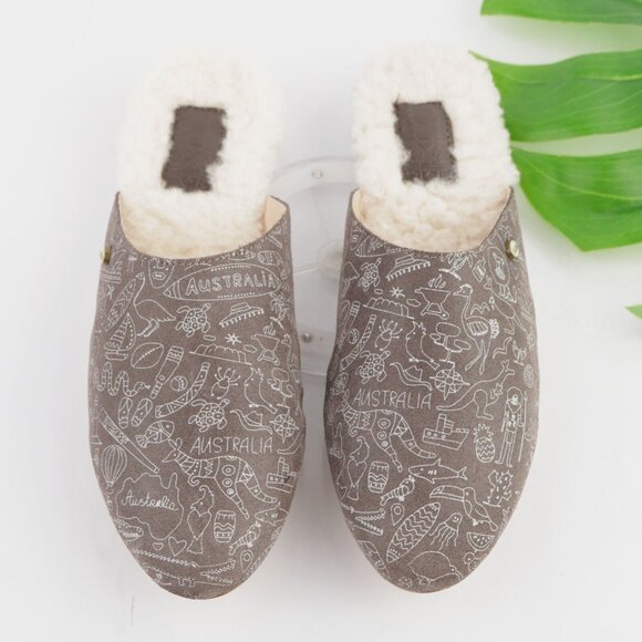 Australia Luxe Collective Womens Marcos Mule Size 8 Gray Suede Sherpa Slippers - Picture 2 of 16